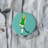 Groene Kerstmis catgirl Ronde Button 4,0 Cm (In situ)