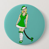 Groene Kerstmis catgirl Ronde Button 4,0 Cm (Voorkant)