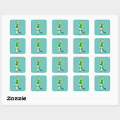 Groene Kerstmis catgirl Vierkante Sticker (Vel)