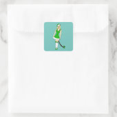 Groene Kerstmis catgirl Vierkante Sticker (Tas)