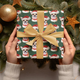 Groene Kerstmis Chihuahua Hondenvakantierassen Cadeaupapier