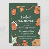 Groene Kerstmis Cookie Exchange Kerstfeest Kaart (Voorkant / Achterkant)