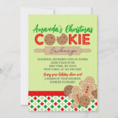 Groene Kerstmis Cookie Exchange Party Kaart (Voorkant)