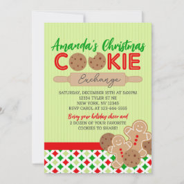 Groene Kerstmis Cookie Exchange Party Kaart
