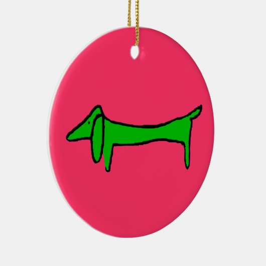 Groene Kerstmis Dachshund Keramisch Ornament (Rechts)