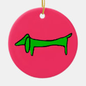 Groene Kerstmis Dachshund Keramisch Ornament (Voorkant)