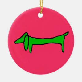 Groene Kerstmis Dachshund Keramisch Ornament