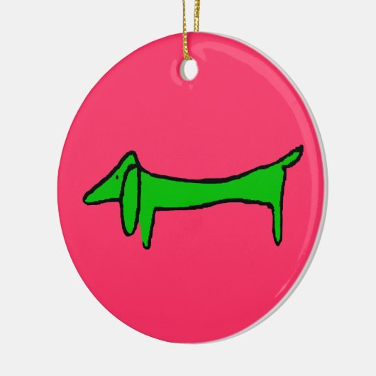 Groene Kerstmis Dachshund Keramisch Ornament (Links)
