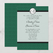 Groene Kerstmis Damast Vakantie Bruiloft Uitnodigi Kaart (Voorkant / Achterkant)