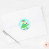 Groene Kerstmis Dinosaurus Naam Stickers (Envelop)