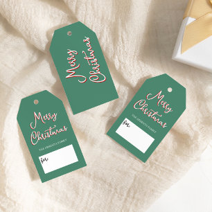 Groene Kerstmis Familie Naam Cadeaulabel