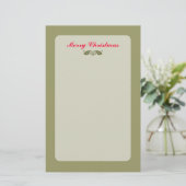 Groene Kerstmis Holly Leaves Briefpapier (Staand voorkant)