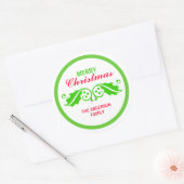Groene Kerstmis Holly Leaves Ronde Sticker (Envelop)