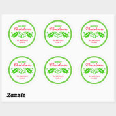 Groene Kerstmis Holly Leaves Ronde Sticker (Vel)