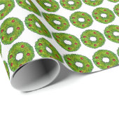 Groene Kerstmis Holly Wreath Cookie Holiday Baking Cadeaupapier (Rol Hoek)