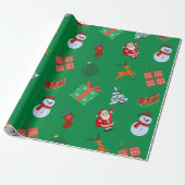 Groene Kerstmis Iconen Cadeaupapier (Uitgerold)