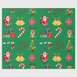 Groene Kerstmis Iconen Verpakkingsdocument Cadeaupapier