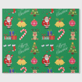 Groene Kerstmis Iconen Verpakkingsdocument Cadeaupapier (Vlak)