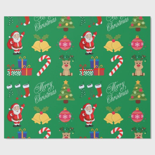 Groene Kerstmis Iconen Verpakkingsdocument Cadeaupapier (Vlak)