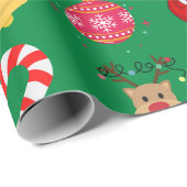 Groene Kerstmis Iconen Verpakkingsdocument Cadeaupapier (Rol Hoek)