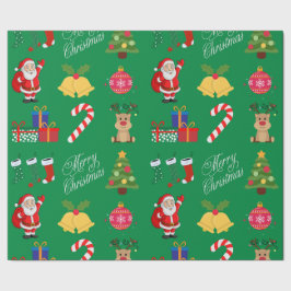 Groene Kerstmis Iconen Verpakkingsdocument Cadeaupapier