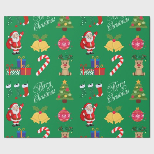 Groene Kerstmis Iconen Verpakkingsdocument Cadeaupapier (Zoom)