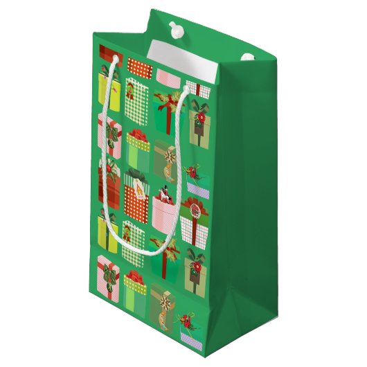 Groene Kerstmis Klein Cadeauzakje (Voorkant Gekanteld)