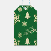Groene Kerstmis met Cream Snowflakes Cadeaulabel (Voorkant)