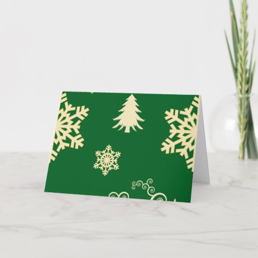Groene Kerstmis met Cream Snowflakes Feestdagen Kaart (Voorkant)