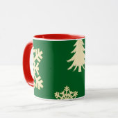 Groene Kerstmis met Cream Snowflakes Mok (Voorkant links)