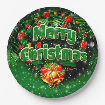Groene Kerstmis met Gouden Bellen 9"