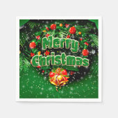 Groene Kerstmis met Gouden Bellen Cocktail Servet (Voorkant)