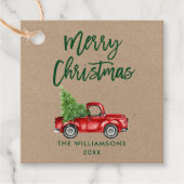 Groene kerstmis met  kraft voor penseel bedankjes labels (Voorkant)