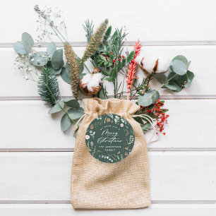 Groene Kerstmis minimale elegante botanische foto Ronde Sticker