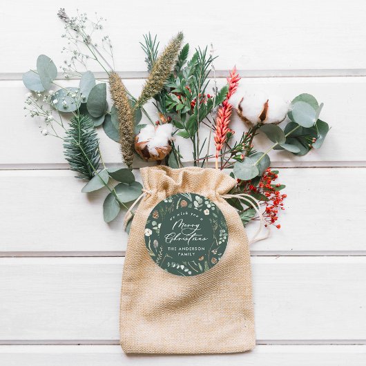 Groene Kerstmis minimale elegante botanische foto Ronde Sticker