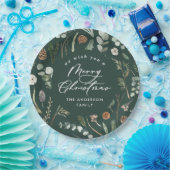 Groene Kerstmis minimale elegante botanische Papieren Bordje (Feest)