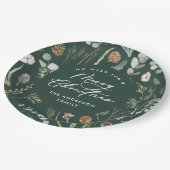 Groene Kerstmis minimale elegante botanische Papieren Bordje (Gekanteld)