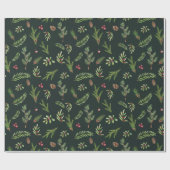 Groene Kerstmis, modern, minimaal botanisch cadeau Cadeaupapier (Vlak)