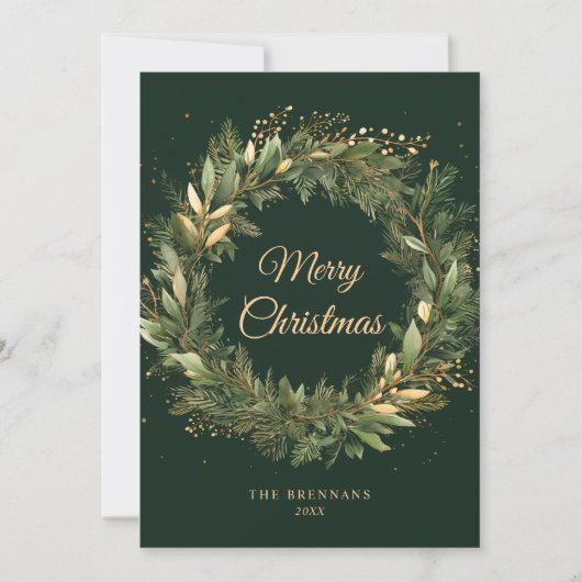 Groene Kerstmis Moderne Elegante Botanische Groen Feestdagenkaart (Voorkant)