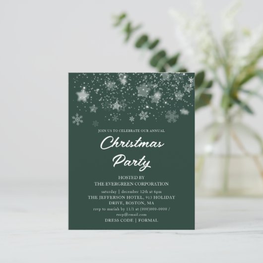 Groene Kerstmis Party Budget Uitnodiging (Staand voorkant)