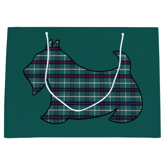 Groene Kerstmis Plaid Schotse Terrier Gift Bag Groot Cadeauzakje (Voorkant)