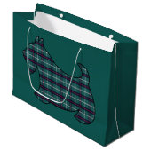 Groene Kerstmis Plaid Schotse Terrier Gift Bag Groot Cadeauzakje (Voorkant Gekanteld)