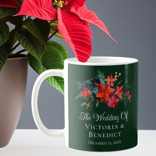 Groene Kerstmis Poinsettia Bloemen Bruiloft Keepsa Koffiemok