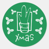 Groene kerstmis ronde sticker (Voorkant)
