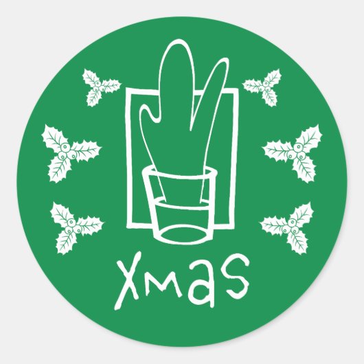 Groene kerstmis ronde sticker (Voorkant)