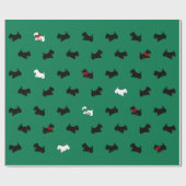 Groene Kerstmis Schotse Terrier Inpakpapier (Vlak)
