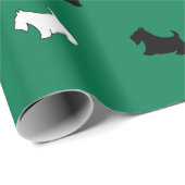 Groene Kerstmis Schotse Terrier Inpakpapier (Rol Hoek)