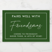 Groene Kerstmis Vriendjes Feestgunsten Sparkling Wijnetiket (Enkel label)