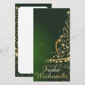 Groene kerstmotief met gouden kerstboom feestdagenkaart (Voorkant / Achterkant)