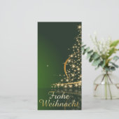 Groene kerstmotief met gouden kerstboom feestdagenkaart (Staand voorkant)